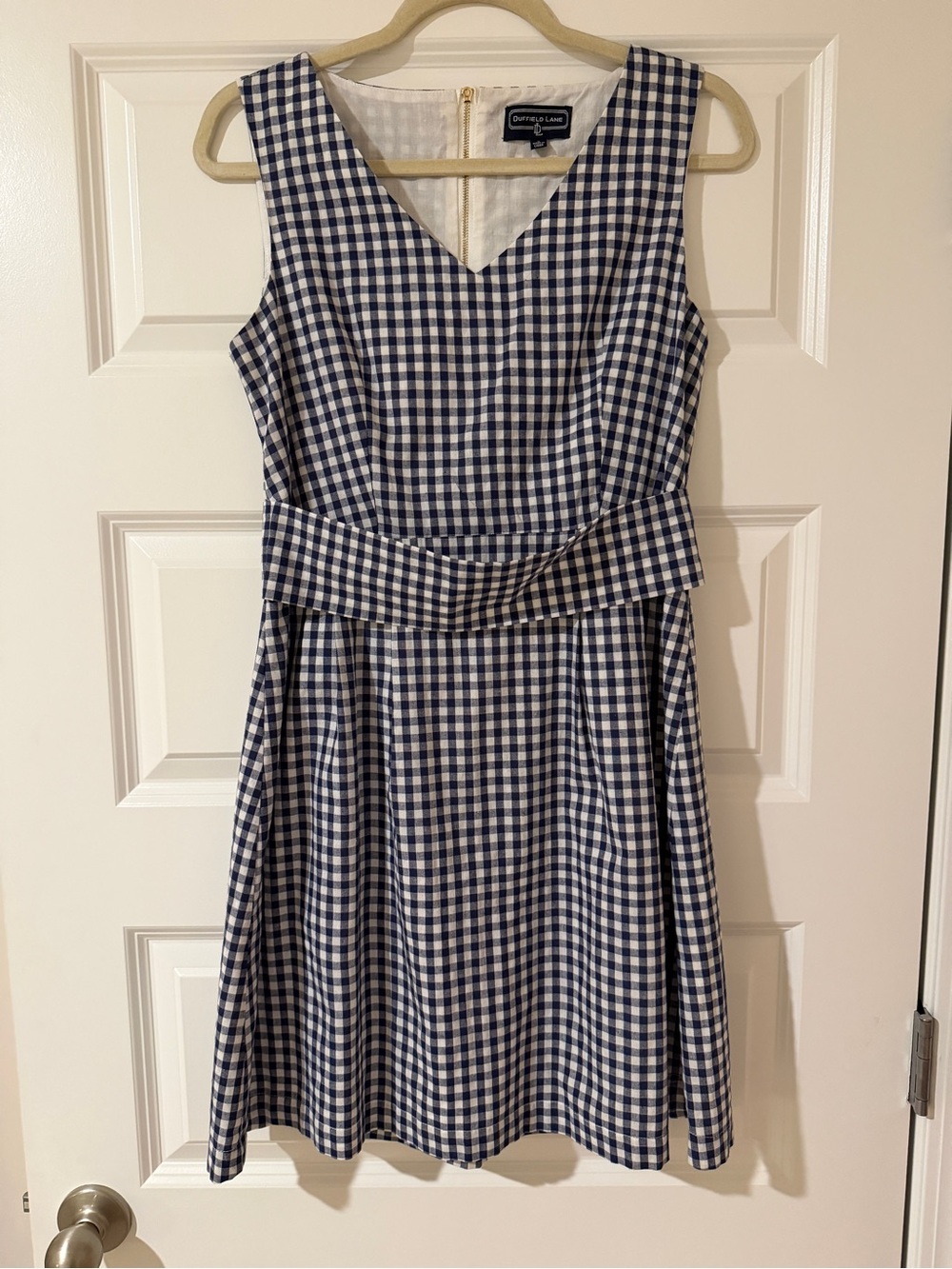 Duffield Lane Navy and Cream Gingham Dress